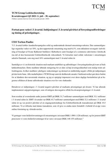 Thumbnail TCM Group A/S Quarterly Report 2021-q3