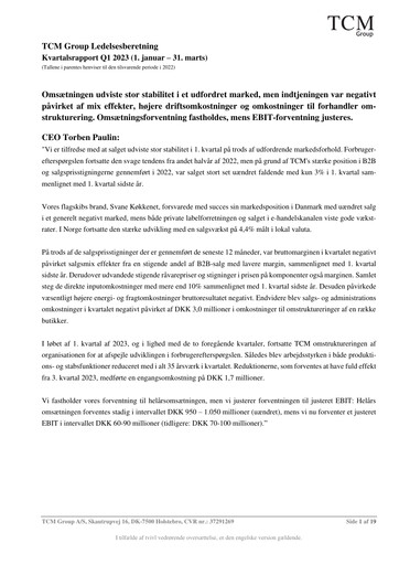 Thumbnail TCM Group A/S Quarterly Report 2023-q1