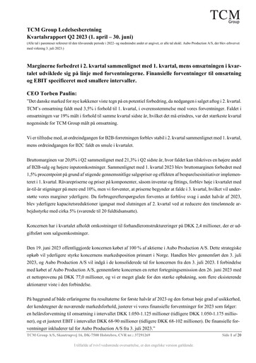 Thumbnail TCM Group A/S Quarterly Report 2023-q2