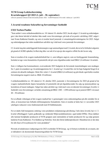 Thumbnail TCM Group A/S Quarterly Report 2023-q3