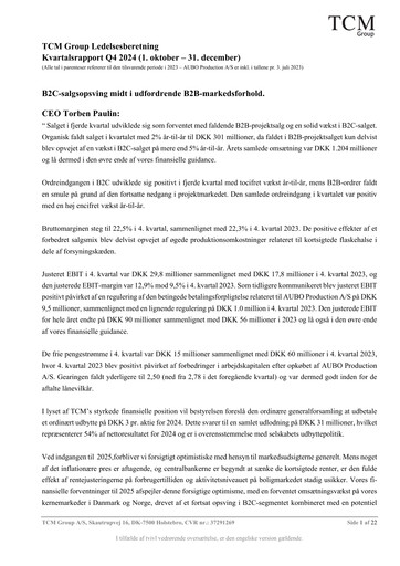 Thumbnail TCM Group A/S Quarterly Report 2024-q4