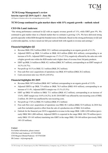 Thumbnail TCM Group A/S Quarterly Report 2019-q2