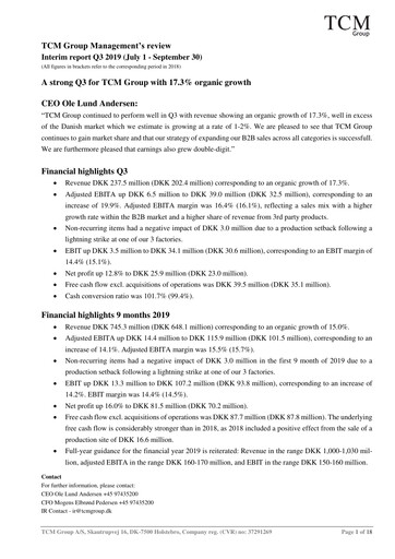 Thumbnail TCM Group A/S Quarterly Report 2019-q3