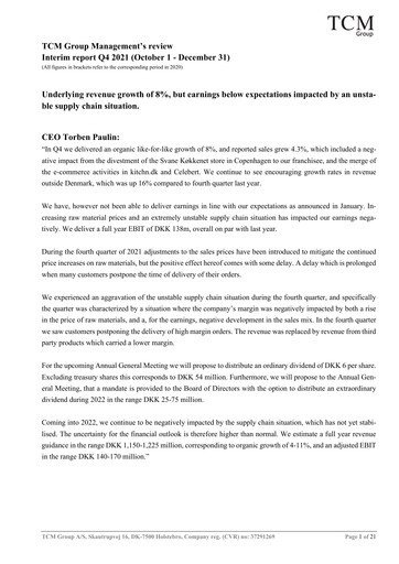 Thumbnail TCM Group A/S Quarterly Report 2021-q4