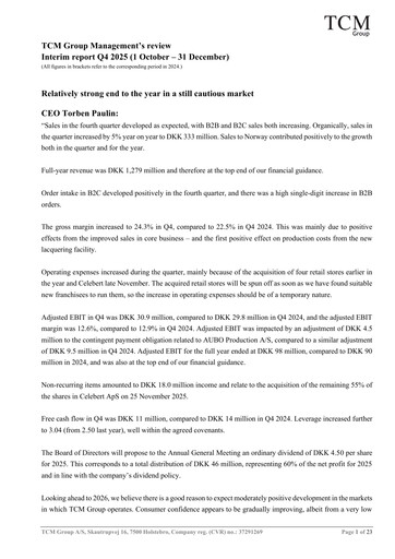 Thumbnail TCM Group A/S Quarterly Report 2025-q4