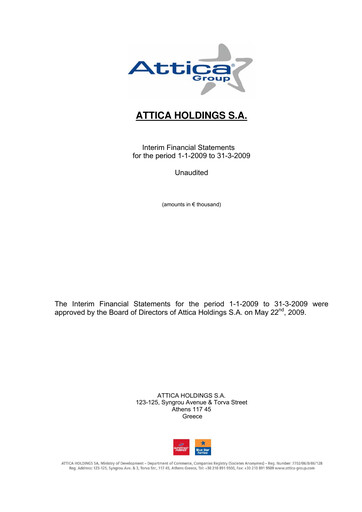 Thumbnail Attica Holdings Quarterly Report 2009-q1
