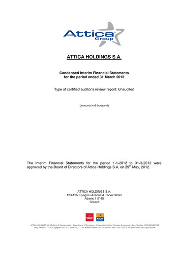 Thumbnail Attica Holdings Quarterly Report 2012-q1