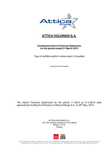 Thumbnail Attica Holdings Quarterly Report 2013-q1