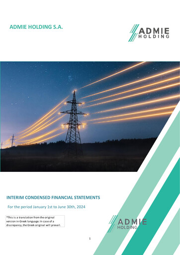 Miniature Admie Holding Bilan financier 2024-h1