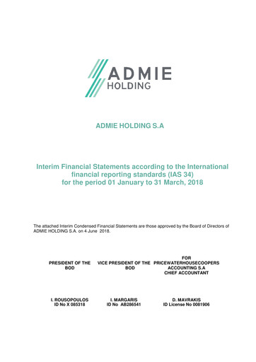 Miniature Admie Holding Rapport trimestriel 2018-q1