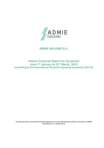 Miniature Admie Holding Rapport trimestriel 2019-q1
