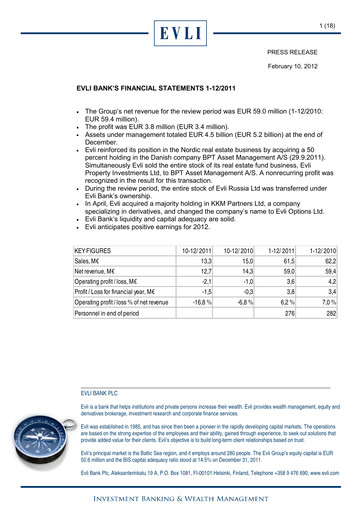 Thumbnail Evli Financial Statement 2011