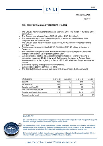 Thumbnail Evli Financial Statement 2012