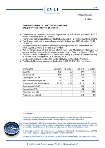 Thumbnail Evli Financial Statement 2013