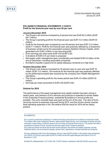 Thumbnail Evli Financial Statement 2015