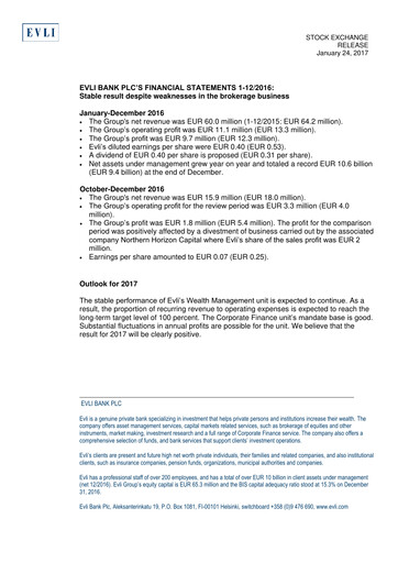 Thumbnail Evli Financial Statement 2016