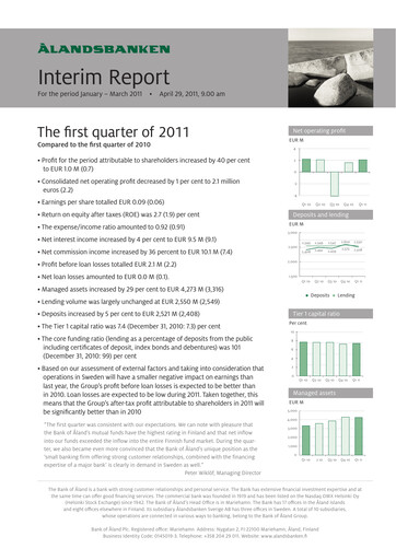 Thumbnail Ålandsbanken Quarterly Report 2011-q1