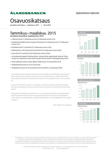 Thumbnail Ålandsbanken Quarterly Report 2015-q1