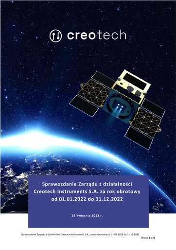 Miniature Creotech Instruments Rapport annuel 2022