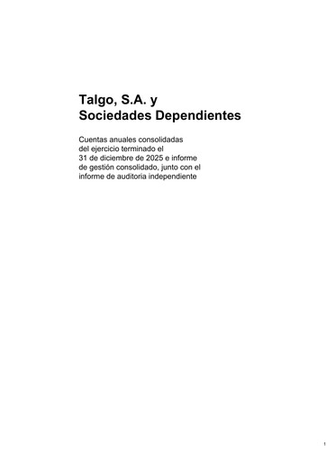 Thumbnail Talgo S.A. Financial Statement 2025