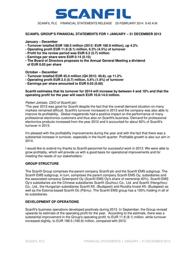 Thumbnail Scanfil Financial Statement 2013