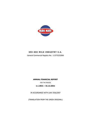 Thumbnail Kri-Kri Milk Industry Financial Statement 2021