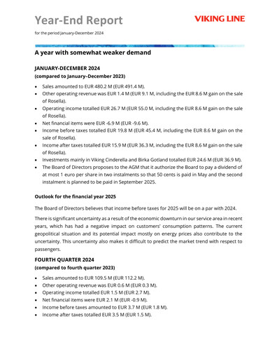 Thumbnail Viking Line Abp Financial Statement 2024