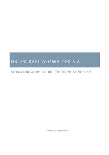 Vorschaubild OEX S.A. Halbjahresbericht 2016-h1