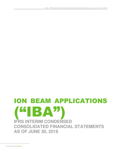 Thumbnail Ion Beam Applications Half-year Report 2016-h1