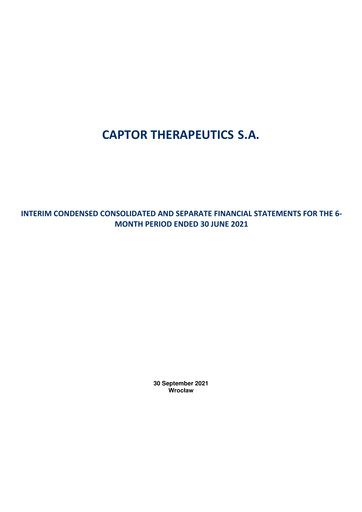 Miniature Captor Therapeutics Rapport semestriel 2021-h1