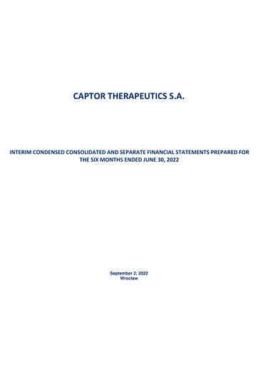 Miniature Captor Therapeutics Rapport semestriel 2022-h1