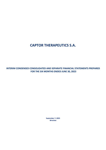 Miniature Captor Therapeutics Rapport semestriel 2023-h1