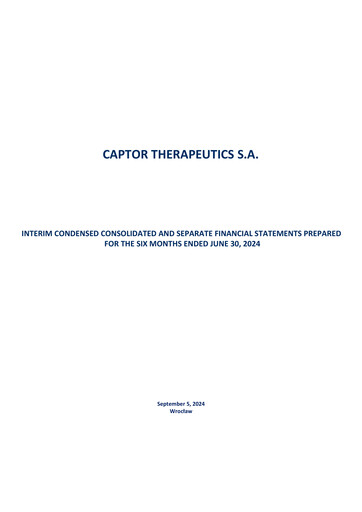 Miniature Captor Therapeutics Rapport semestriel 2024-h1