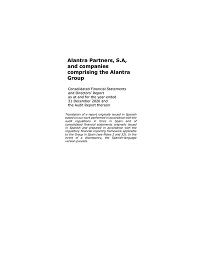 Thumbnail Alantra Partners Annual Report 2020