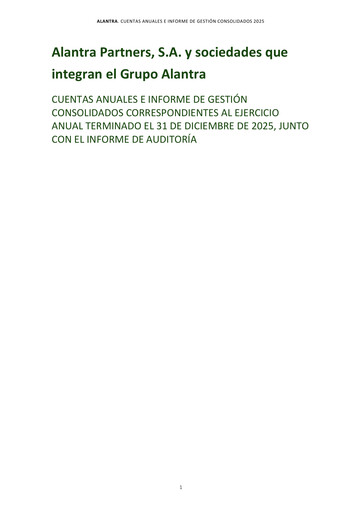 Thumbnail Alantra Partners Annual Report 2025