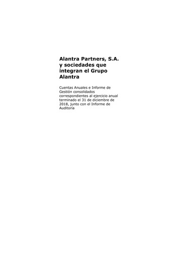 Thumbnail Alantra Partners Financial Statement 2018