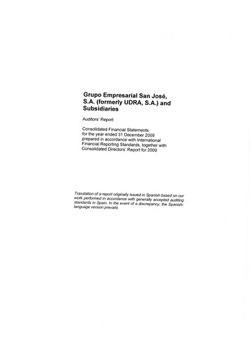 Thumbnail Grupo Empresarial San José Financial Statement 2009