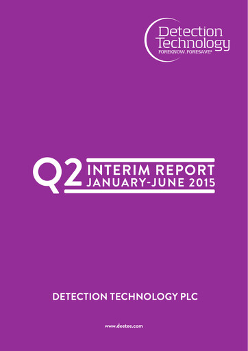 Miniature Detection Technology Rapport semestriel 2015-h1