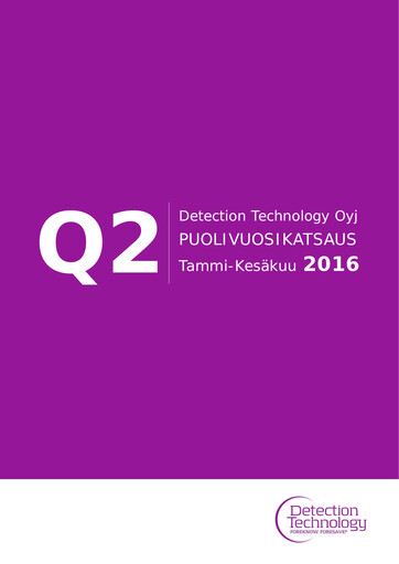 Miniature Detection Technology Rapport semestriel 2016-h1