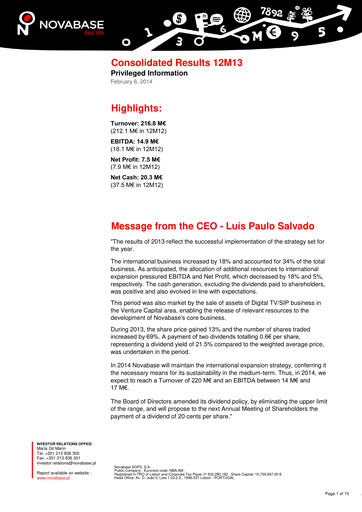 Thumbnail Novabase Financial Report 2013