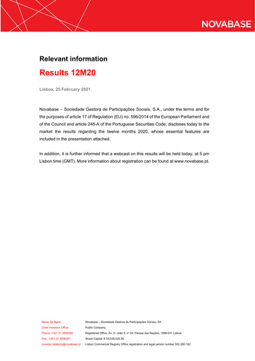 Thumbnail Novabase Financial Report 2020