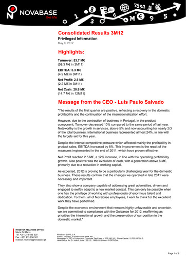 Thumbnail Novabase Quarterly Report 2012-q1