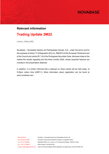 Thumbnail Novabase Quarterly Report 2022-q1