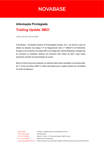 Miniature Novabase Rapport trimestriel 2021-q1