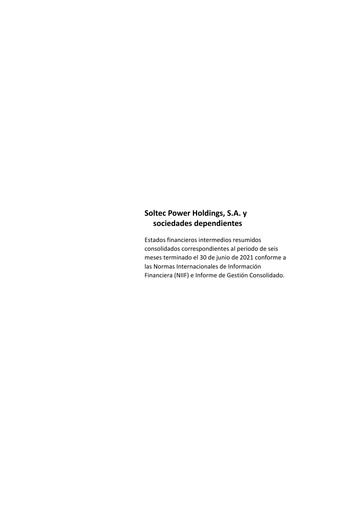Miniature Soltec Power Holdings Rapport semestriel 2021-h1
