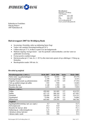 Thumbnail Hvidbjerg Bank Half-year Report 2007-h1