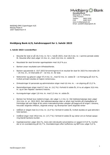 Thumbnail Hvidbjerg Bank Half-year Report 2023-h1