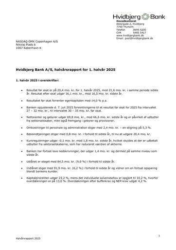 Thumbnail Hvidbjerg Bank Half-year Report 2025-h1