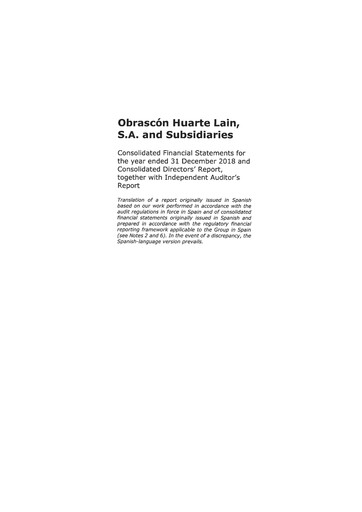 Thumbnail Obrascón Huarte Lain Financial Statement 2018