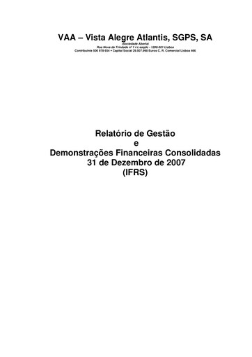 Thumbnail Vista Alegre Atlantis Financial Statement 2007